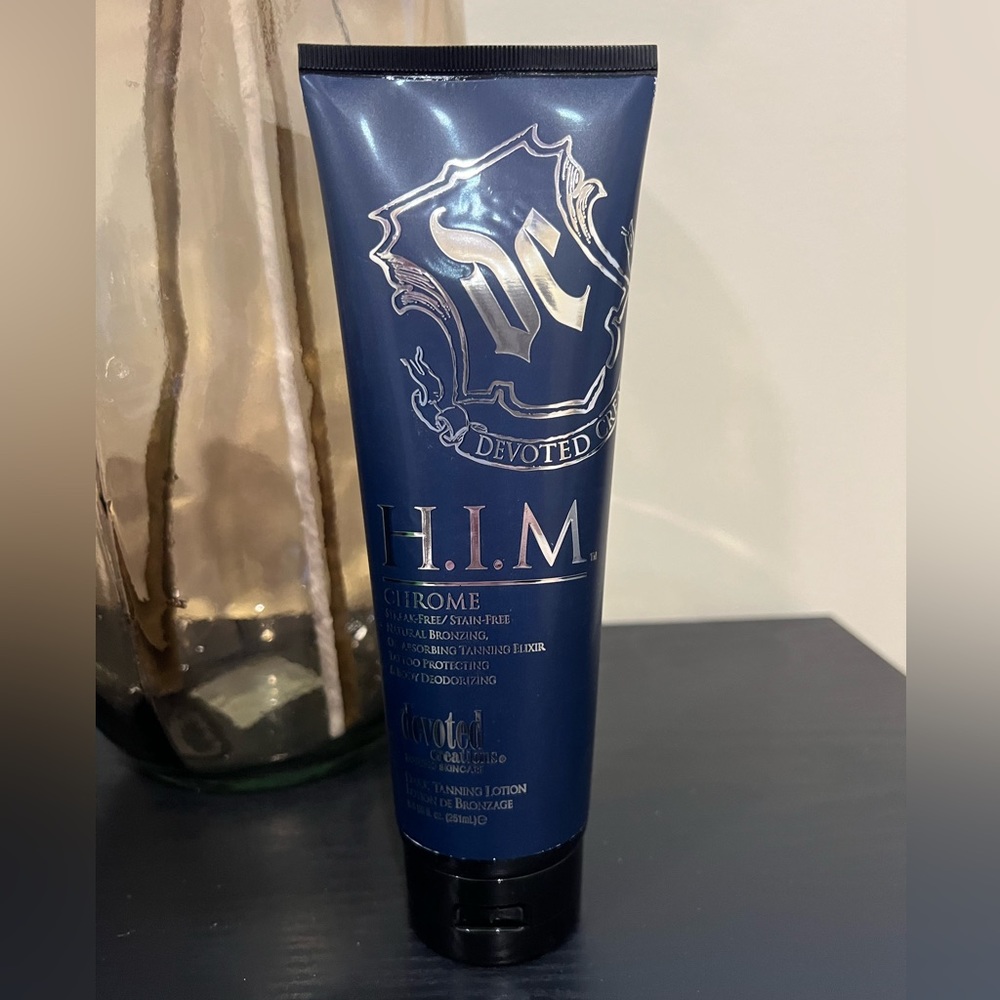 BRAND NEW H.I.M. Chrome Devoted Creations Indoor Outdoor Tanning Lotion.